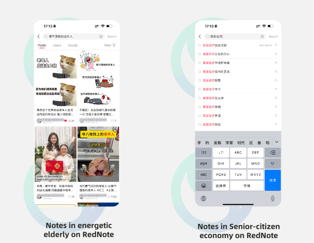Notes about energetic elders and senior-citizen economy on RedNote, Collected by YOYI TECH
